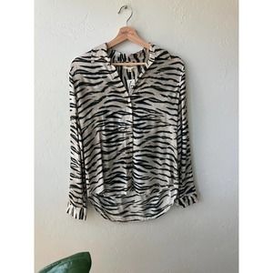 NWT L'AGENCE Zebra Animal Print Holly Long Sleeved Blouse XS